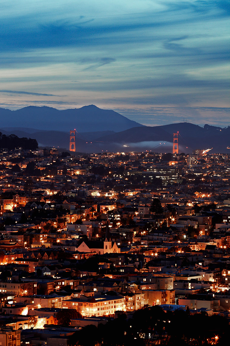 Golden Gate Bridge as seen from Bernal Heights San Francisco California